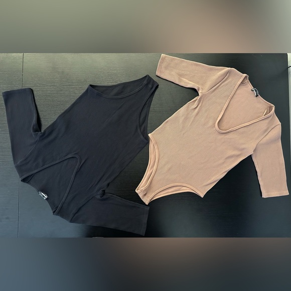 Zara Tops - Zara Black and Tan Long Sleeve Bodysuits